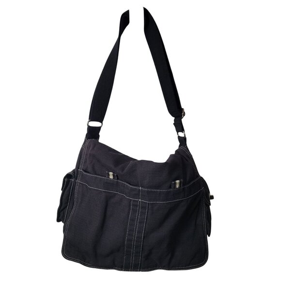 Fossil Black Canvas Shoulder Messenger Bag With Multiple Pockets Adj Strap - Picture 7 of 15